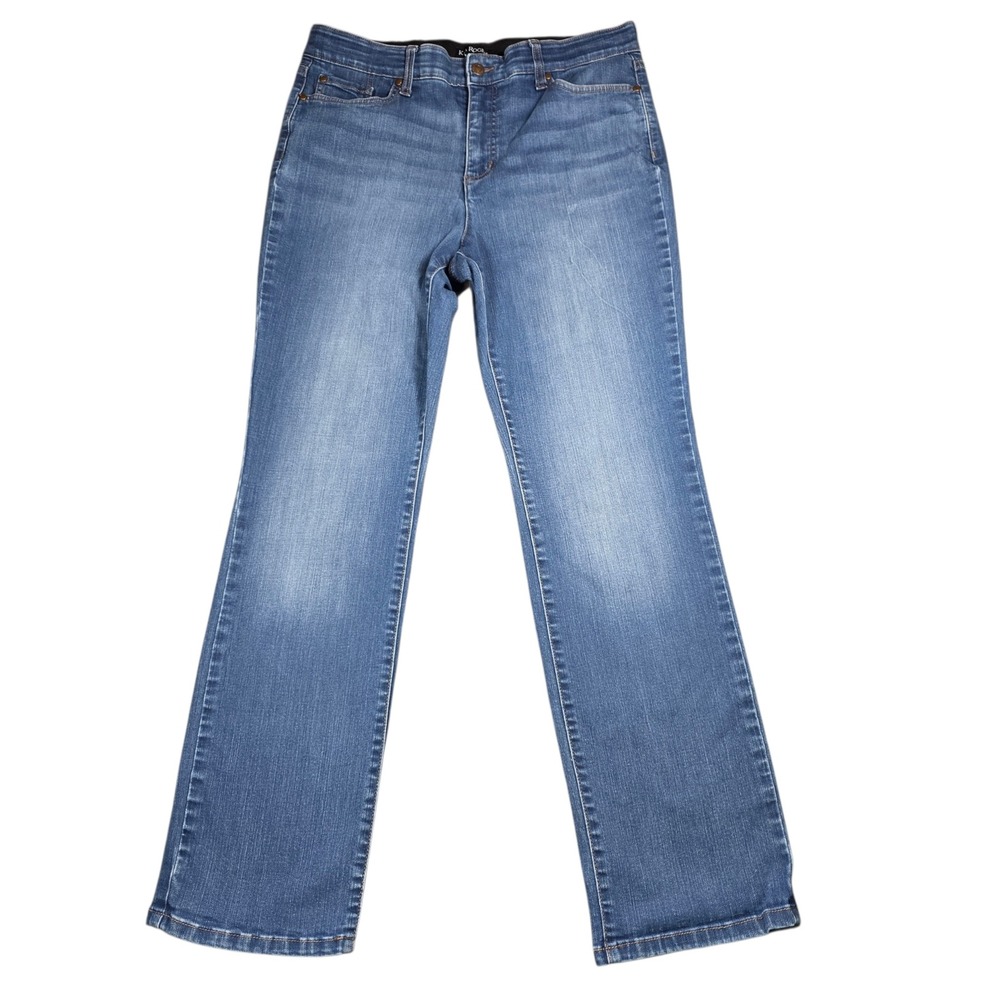 Kim Rogers Womens Blue Medium Wash Bootcut Stretch Jeans Elastic Waist Size 14